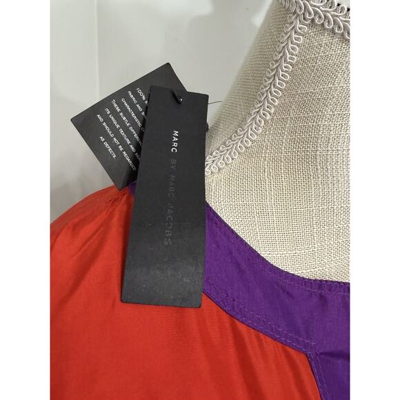 New MARC By Marc Jacobs Size XS Madras Red Purple Silk Dress NWT $248 Preppy - Picture 2 of 3